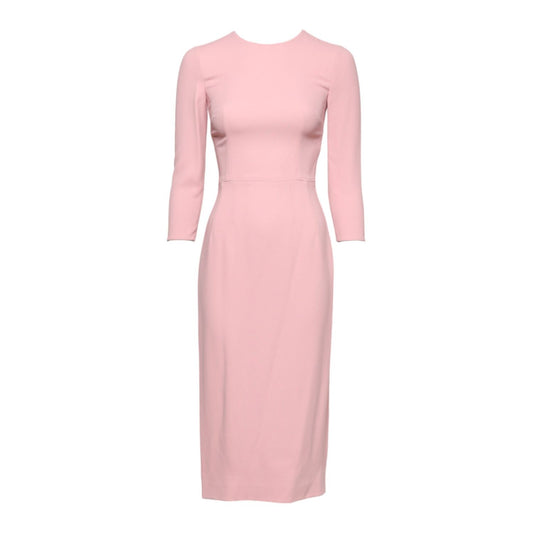 Dolce & Gabbana Pink Viscose 3/4 Sleeves Sheath Midi Dress