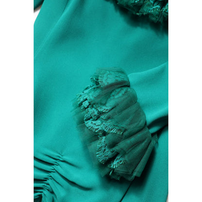 Dolce & Gabbana Green Lace Off Shoulder Sheath Mini Dress