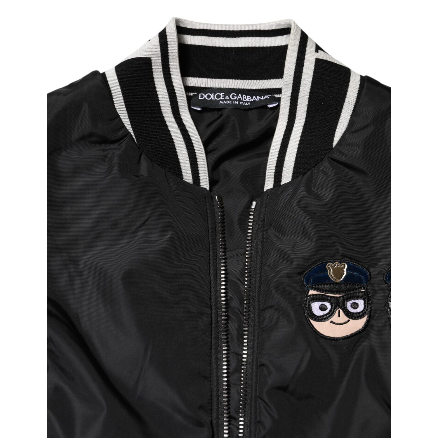 Dolce & Gabbana Black Nylon #DGFamily Full Zip Bomber Jacket