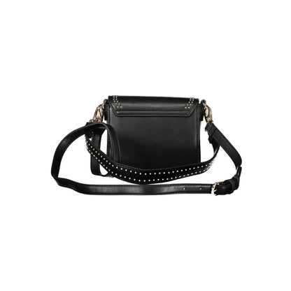 Mario Valentino Black Polyethylene Women Handbag with a sleek design and contrasting details, perfect for eco-conscious fashion.