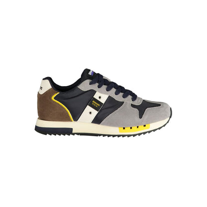 Blauer Gray Polyester Sneaker with laces, contrasting details, print and logo, designed for sports activities.