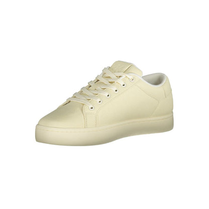 Calvin Klein White Polyester Men Sneaker with sleek, sporty design and breathable comfort for style-savvy individuals.