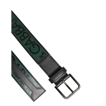 Dolce & Gabbana Green Black Polyester DG Logo Buckle Belt
