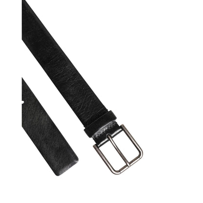 Dolce & Gabbana Black Classic Leather Metal Buckle Belt