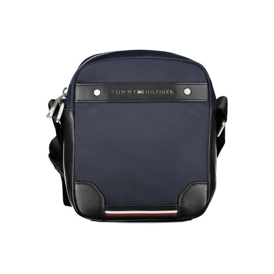 Tommy Hilfiger Blue Polyester Men Shoulder Bag with adjustable strap, featuring sustainable design and elegant style.