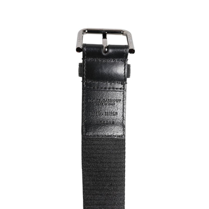 Dolce & Gabbana Black Blue DG Logo Silver Metal Buckle Belt