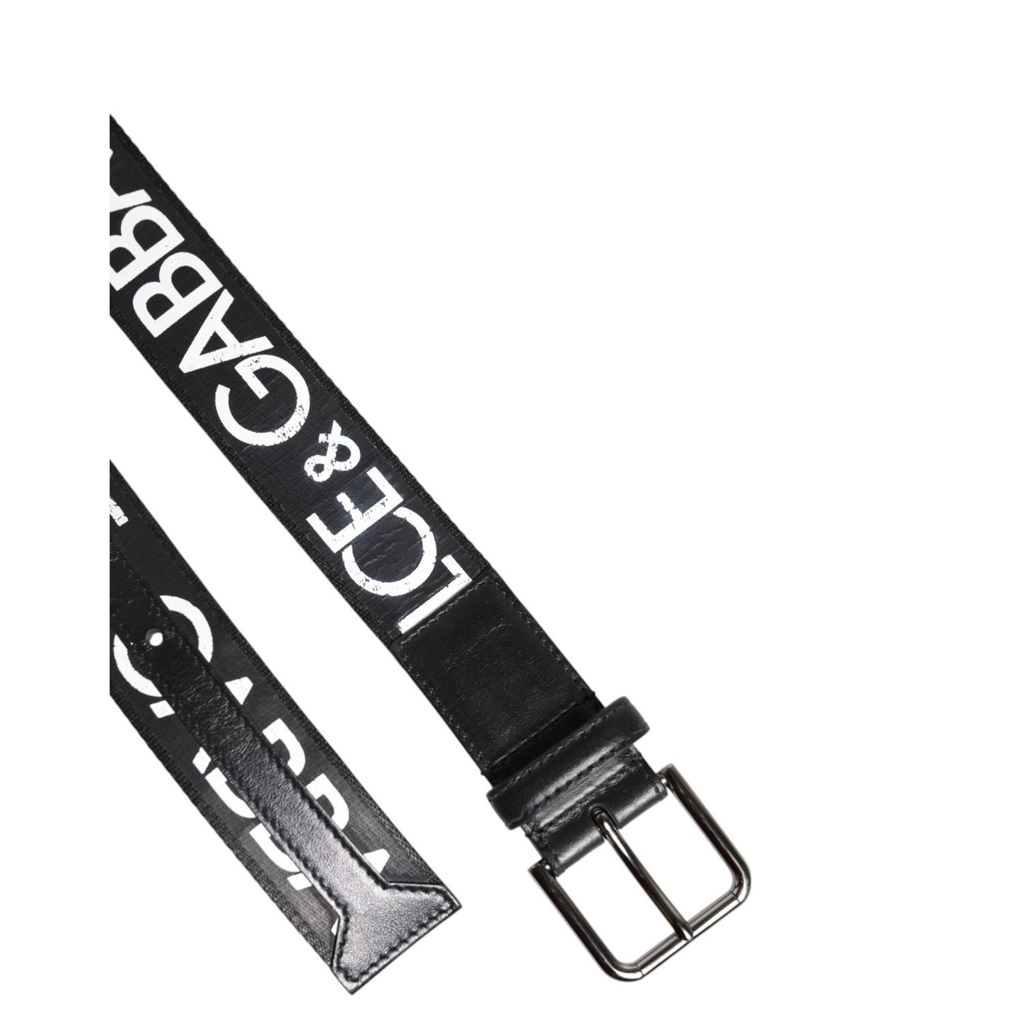 Dolce & Gabbana Black White DG Logo Brass Metal Buckle Belt