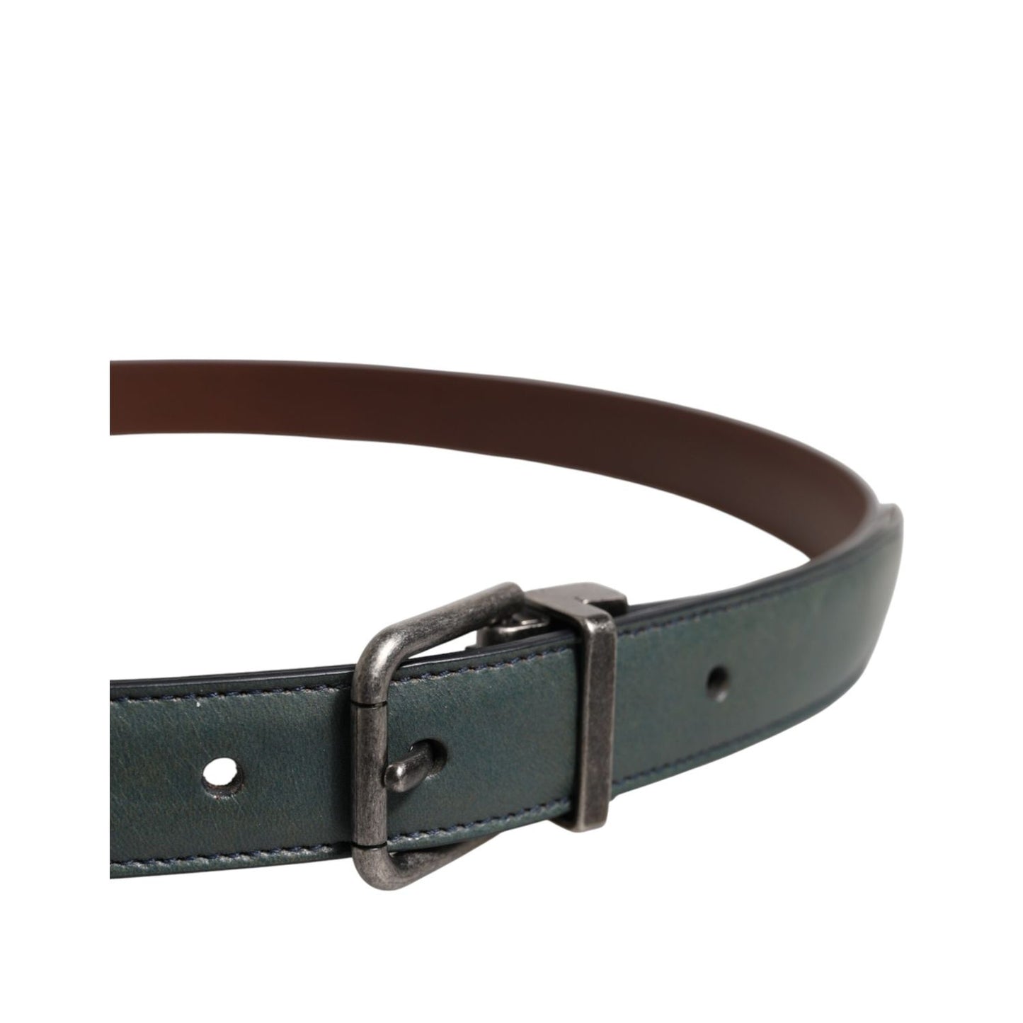 Dolce & Gabbana Green Classic Leather Metal Buckle Belt