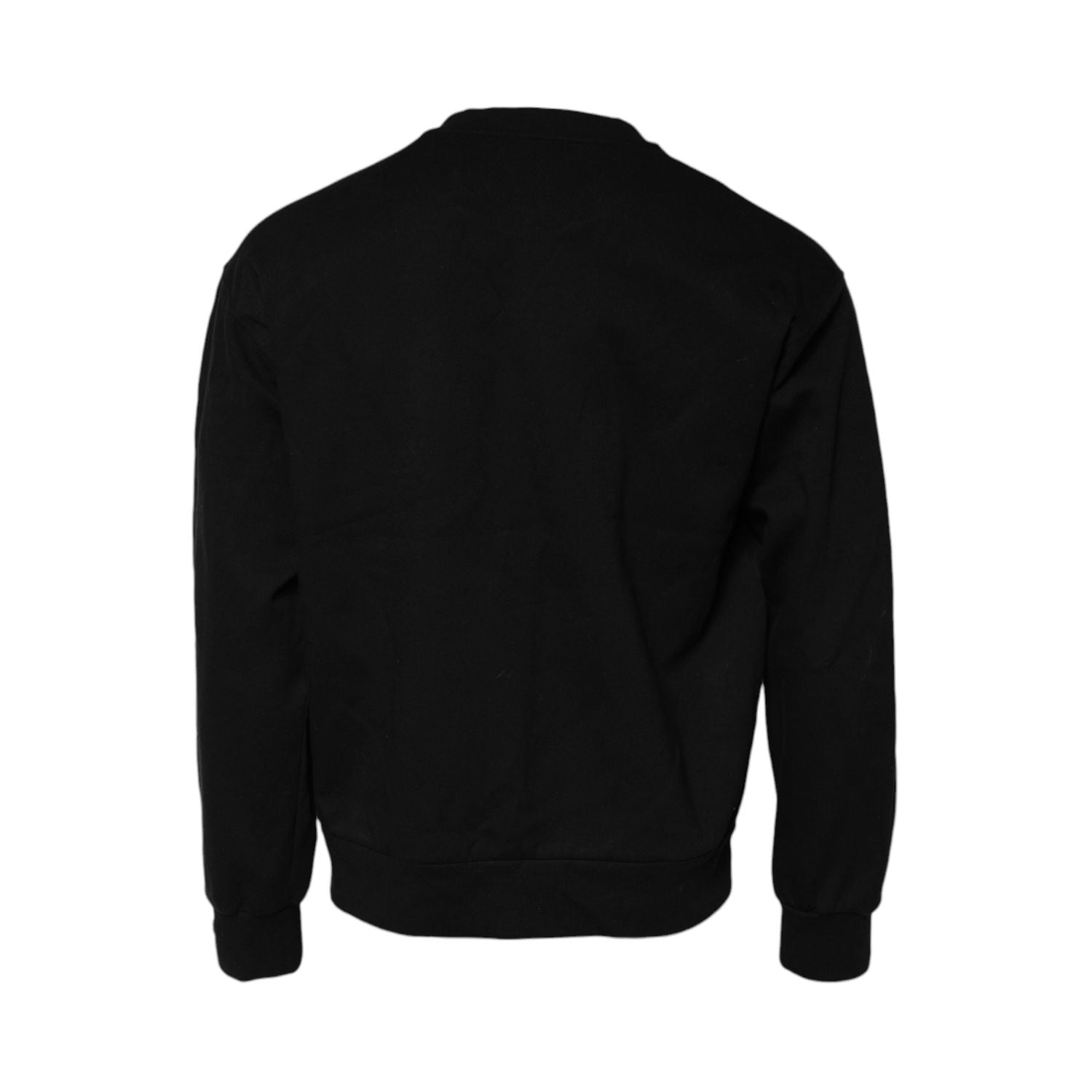 Dolce & Gabbana Black Embossed Logo Cotton Crew Neck Sweater