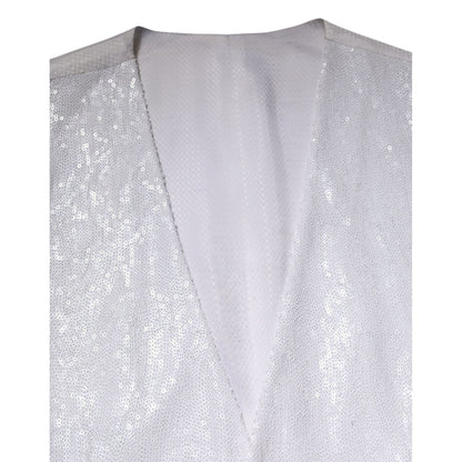 Dolce & Gabbana White Sequined Dress Formal Waistcoat Vest