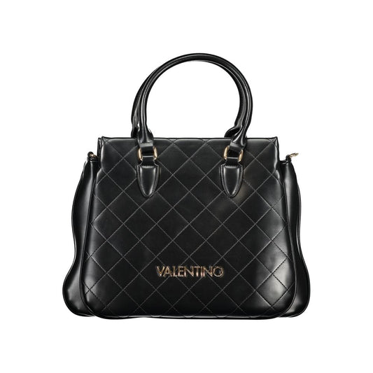 Mario Valentino Black Polyethylene Women Handbag with elegant quilted design and dual handles, showcasing urban sophistication.