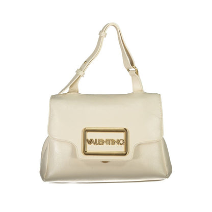 Mario Valentino Beige Polyethylene Women Handbag featuring adjustable handle and Valentino logo in elegant design.