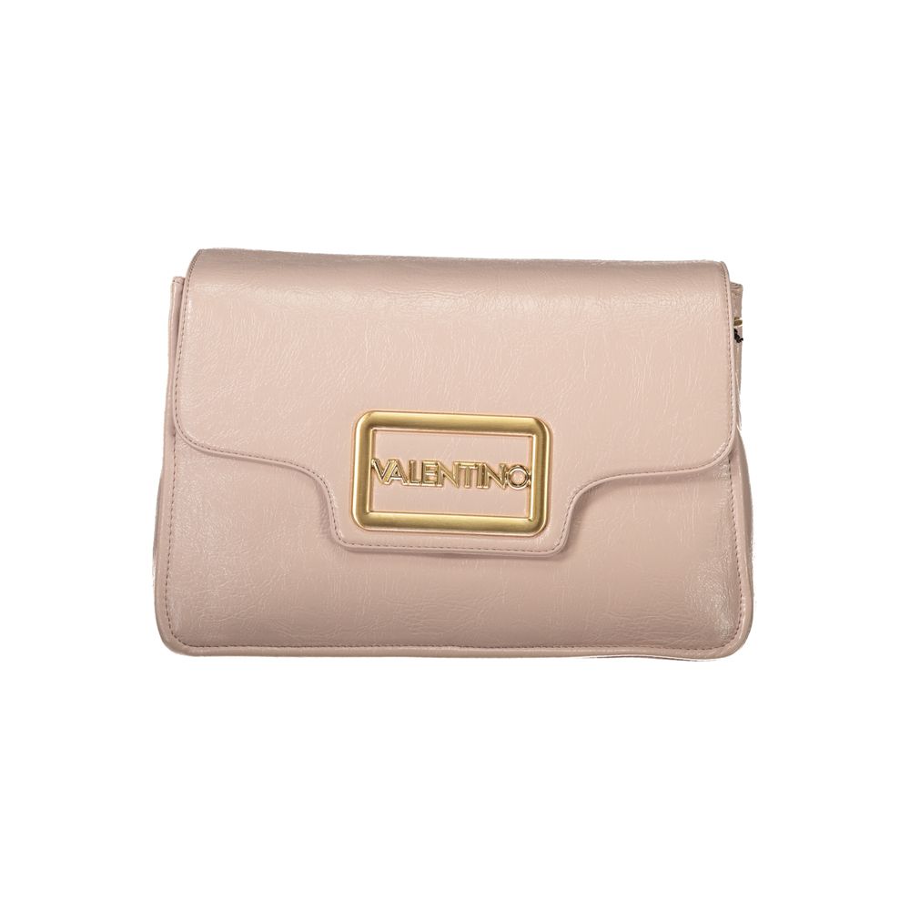 Mario Valentino Pink Polyethylene Women Handbag with gold logo, elegant design, and versatile straps for stylish carrying.