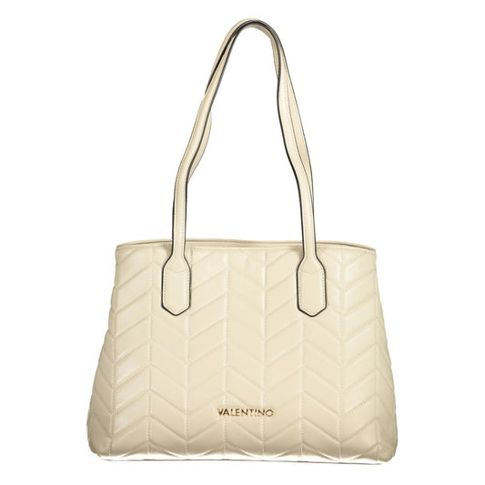 Mario Valentino Beige Polyethylene Women Handbag with stylish design and elegant shoulder handles for practicality and sophistication.