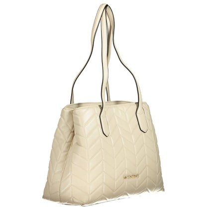 Mario Valentino Beige Polyethylene Women Handbag with elegant design and dual shoulder handles, featuring spacious interior pockets.