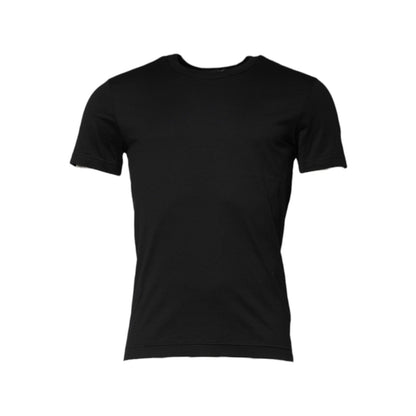 Dolce & Gabbana Black Cotton Short Sleeves Round Neck T-shirt