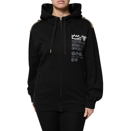 Dolce & Gabbana Black Logo Hooded Full Zip Sweatshirt Jacket