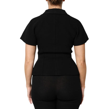 Dolce & Gabbana Black Wool Double Breasted Coat Jacket