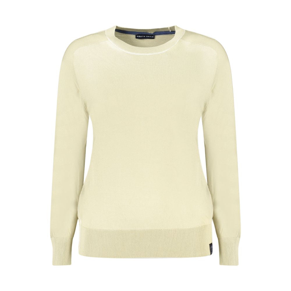 North Sails Green Cotton Women Sweater with crew neck and chic accents, offers comfort and style with its soft cotton and viscose blend.