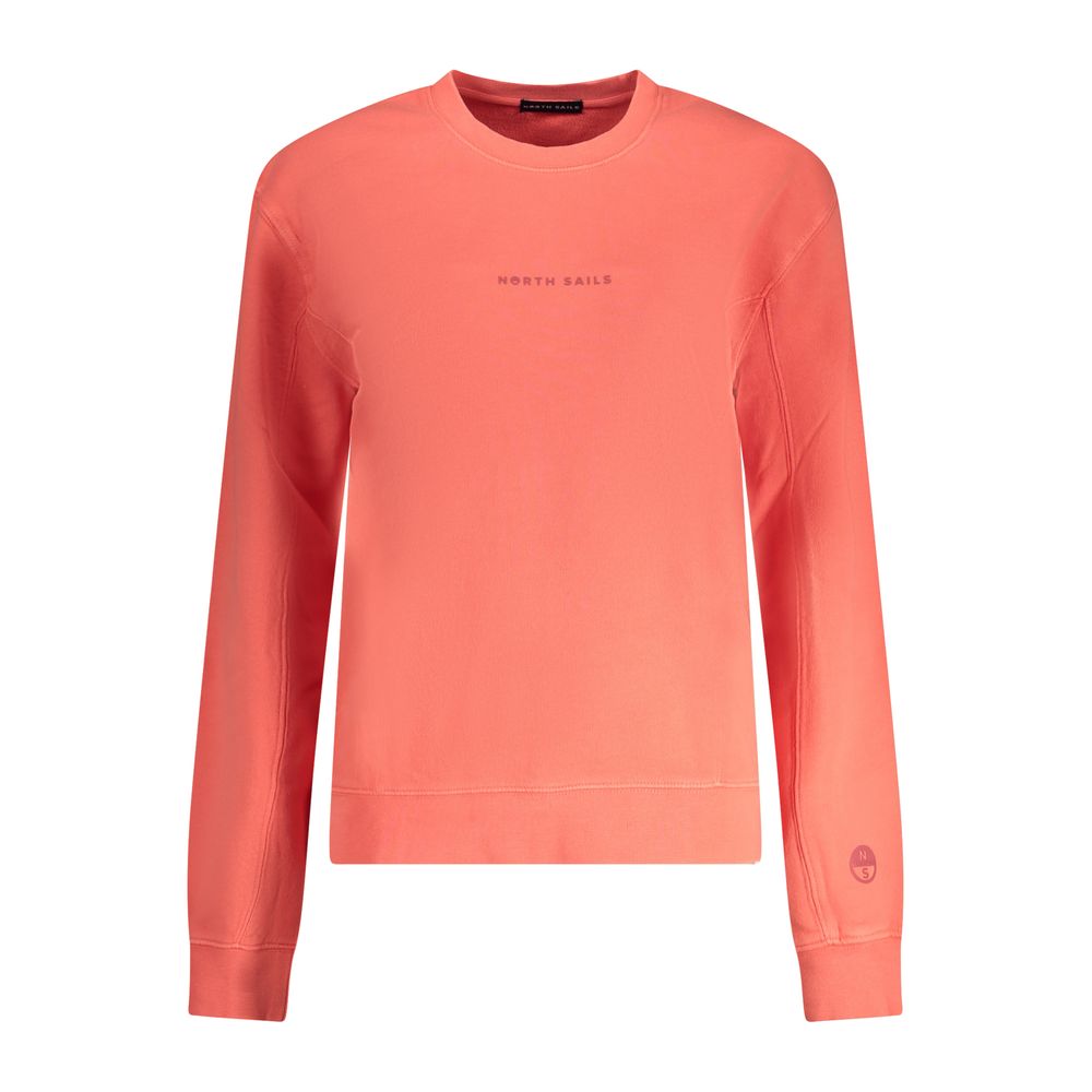 North Sails Pink Cotton Women Sweater with embossed print, crew neck, long sleeves, and soft luxury fabric.