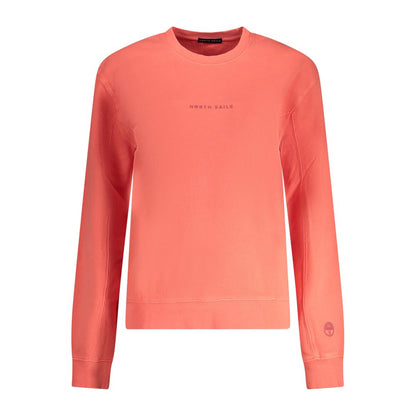 North Sails Pink Cotton Women Sweater with embossed print, crew neck, long sleeves, and soft luxury fabric.