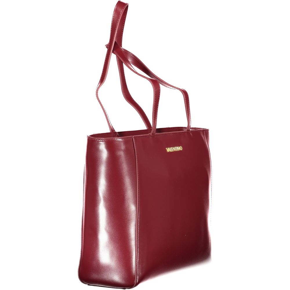 Mario Valentino Red Polyethylene Women Handbag with logo, dual handles, internal pocket, and zip closure for sustainable luxury fashion.