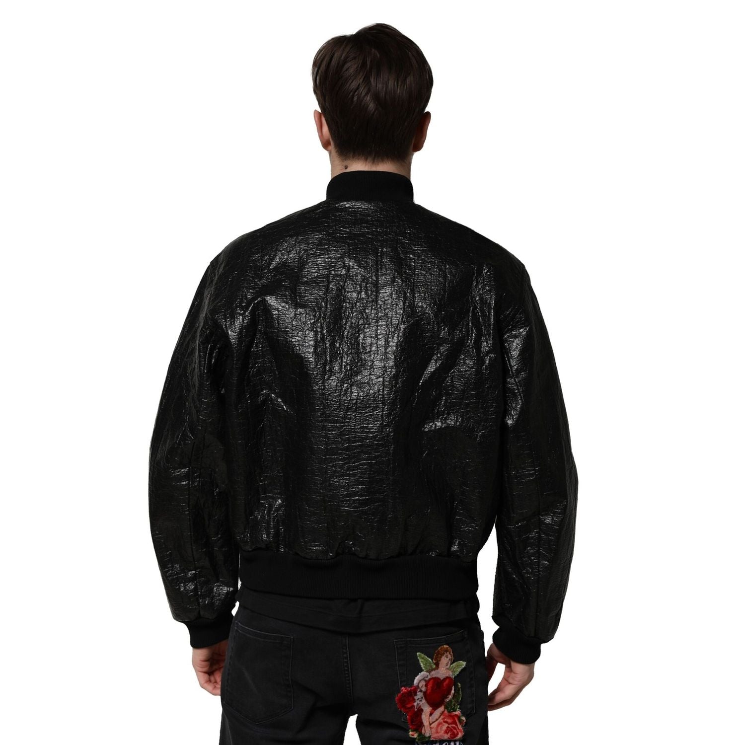 Dolce & Gabbana Black Logo Plaque Bomber Full Zipper Jacket