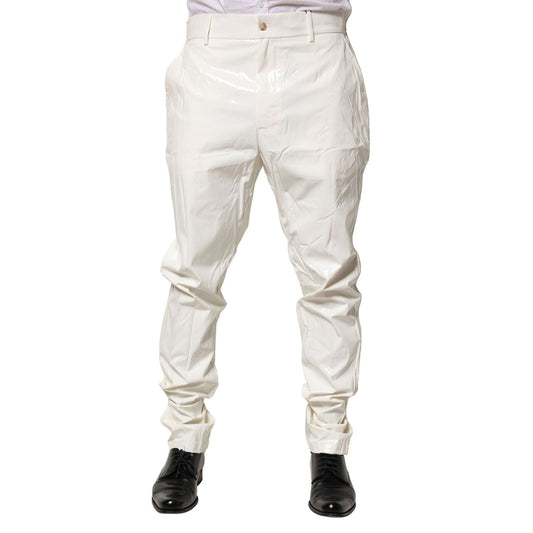 Dolce & Gabbana White Nylon Tapered Dress Men Pants