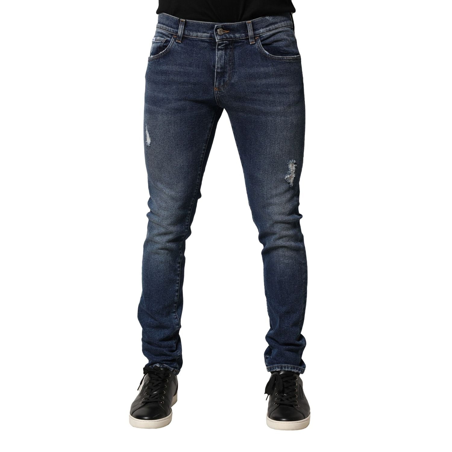 Dolce & Gabbana Blue Washed Skinny Cotton Denim Jeans