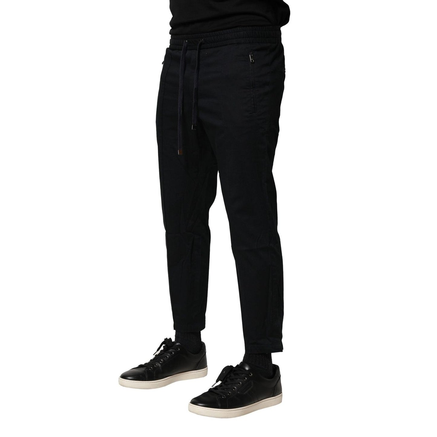 Dolce & Gabbana Black Cotton Mid Waist Jogger Pants
