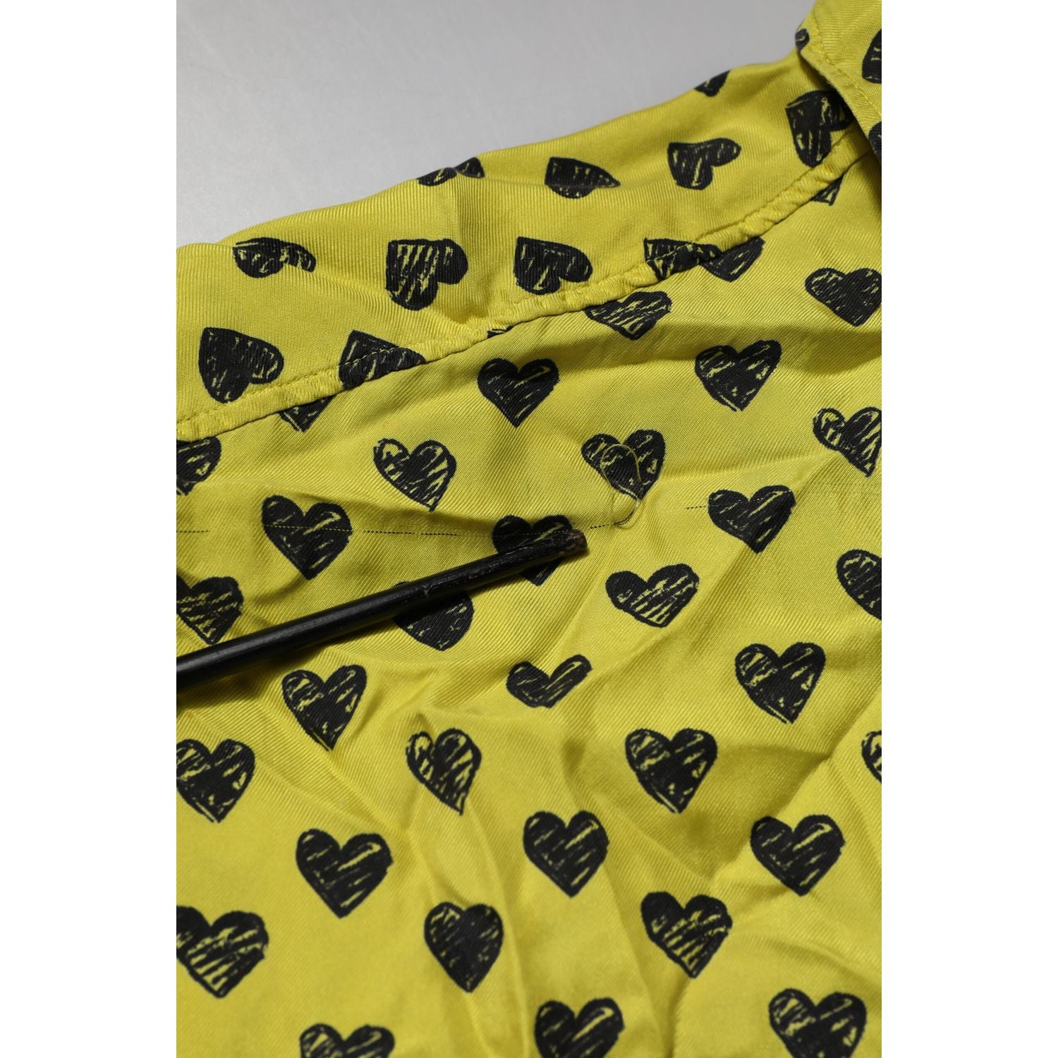 Dolce & Gabbana Yellow Heart Short Sleeves Men Casual Shirt