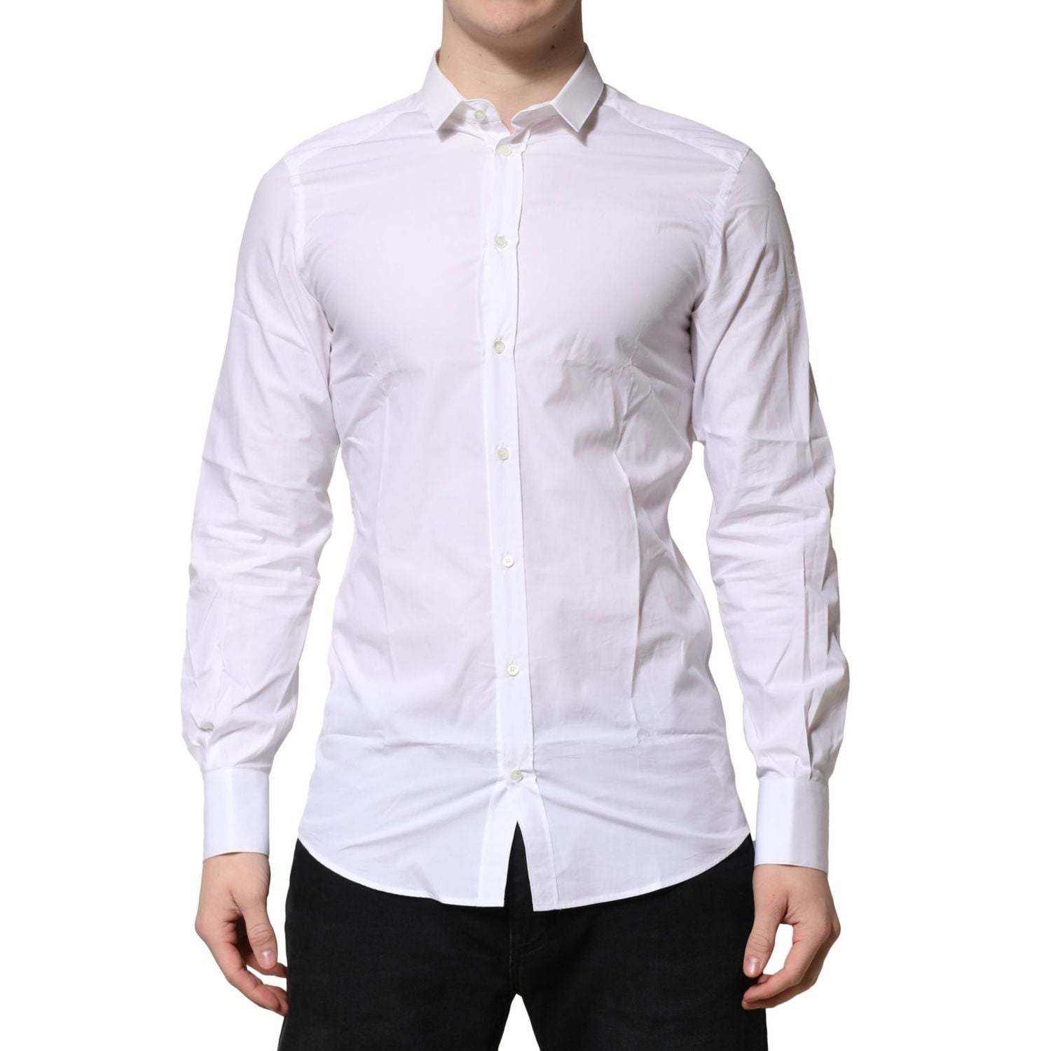 Dolce & Gabbana White GOLD Long Sleeves Dress Formal Shirt