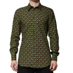 Dolce & Gabbana Multicolor Cotton Cactus GOLD Men Formal Shirt