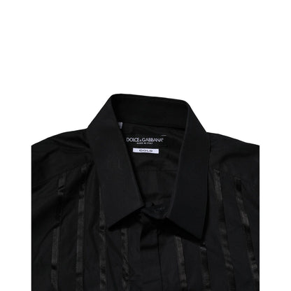 Dolce & Gabbana Black Cotton GOLD Mens Dress Formal Shirt