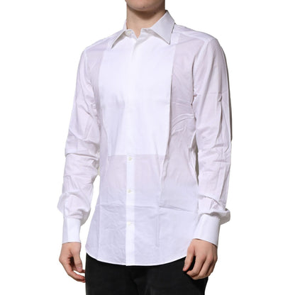 Dolce & Gabbana White Bib Cotton Poplin GOLD Men Formal Shirt