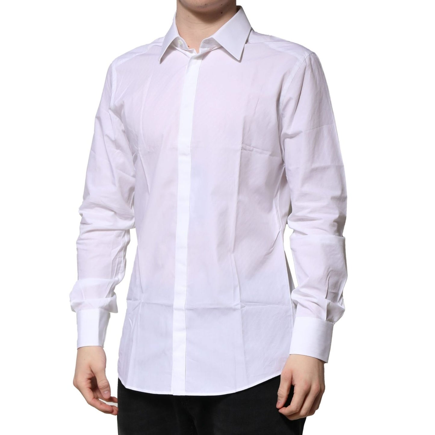 Dolce & Gabbana White GOLD Long Sleeves Men Dress Formal Shirt