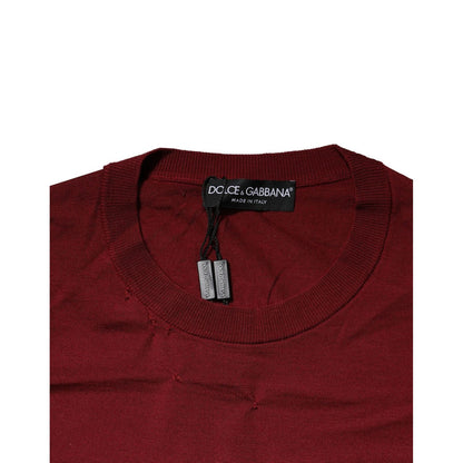 Dolce & Gabbana Maroon Cashmere Crew Neck Sweatshirt Sweater