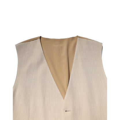Dolce & Gabbana Beige Linen Dress Formal Men Waistcoat Vest