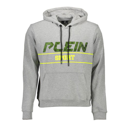 Plein Sport Gray Cotton Men's Hooded Sweater