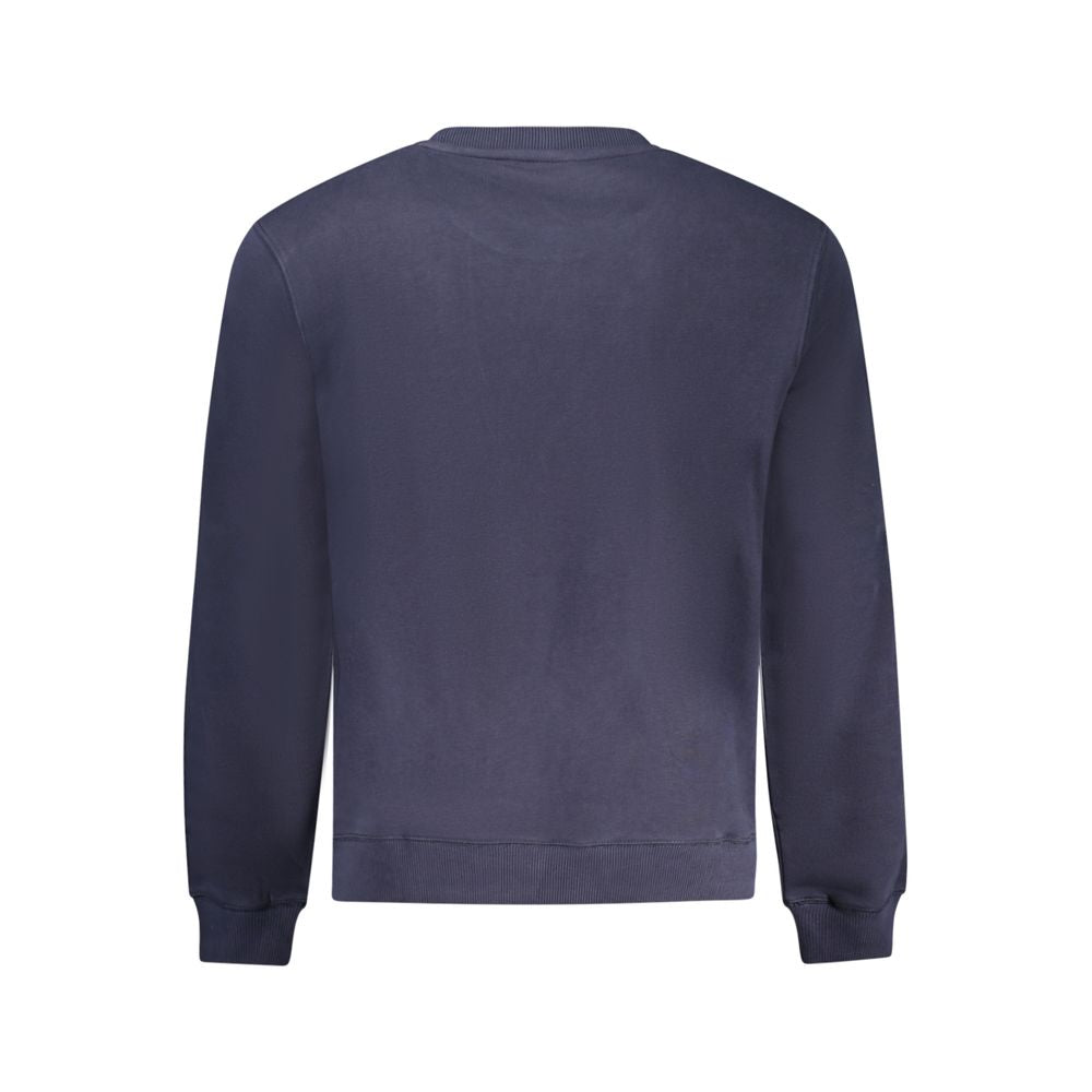 Back view of Napapijri Blue Cotton Men Sweater showcasing classic design for effortless style and comfort.