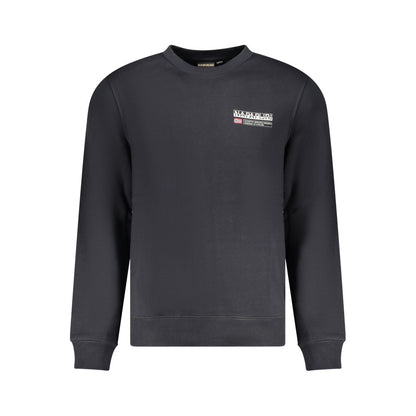 Napapijri Black Cotton Men Sweater with logo, regular fit, crew neck for contemporary style and comfort.