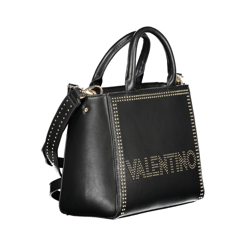 Mario Valentino Black Polyethylene Women Handbag with studs and dual handles