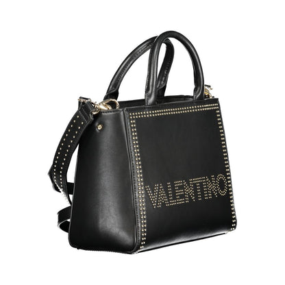 Mario Valentino Black Polyethylene Women Handbag with studs and dual handles