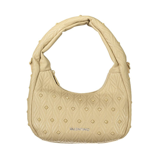 Mario Valentino Beige Polyethylene Women Handbag with quilted design and adjustable strap, perfect for modern fashion and functionality.