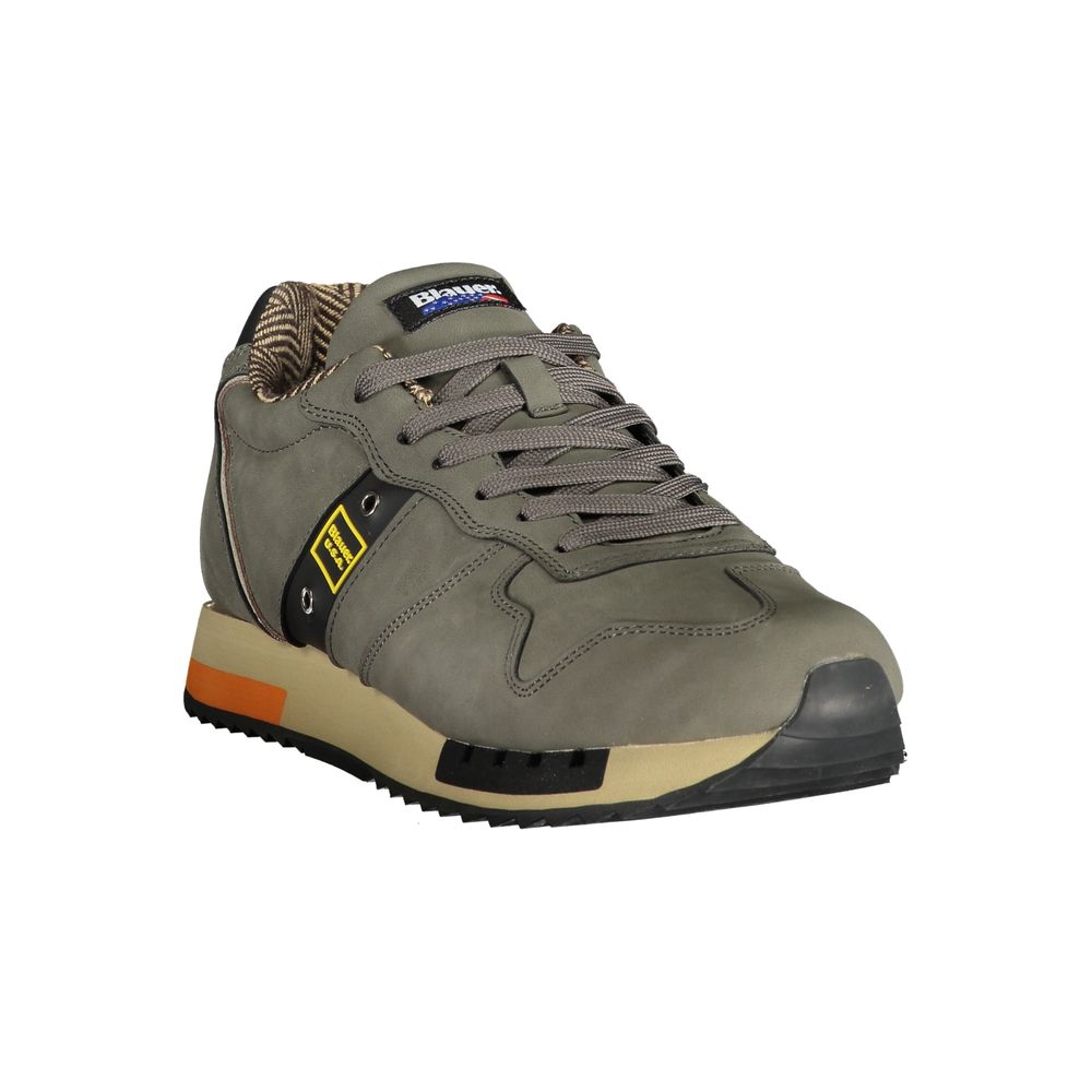 Blauer Gray Polyethylene Men Sneaker with dynamic laces and contrasting details, featuring the iconic Blauer logo and removable footbed.