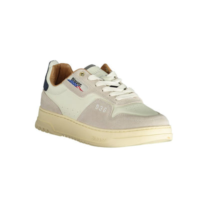 Blauer White Polyethylene Men Sneaker with contrasting colors and brand logo, designed for comfort and style.
