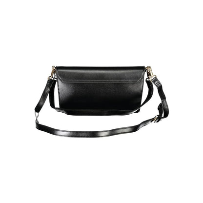 Mario Valentino Black Polyethylene Women Handbag with adjustable strap and clean design