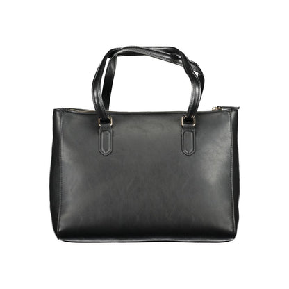 Mario Valentino Black Polyethylene Women Handbag with elegant design and roomy interior, featuring secure zip closure and logo detail.