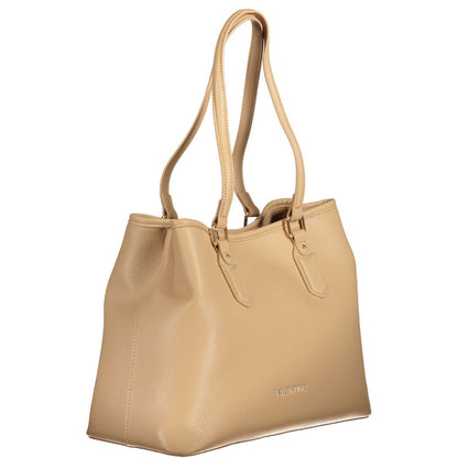 Mario Valentino Beige Polyethylene Women Handbag with elegant handles and adjustable shoulder strap