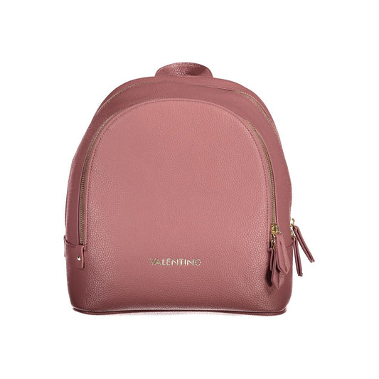 Mario Valentino Pink Polyethylene Backpack with adjustable straps, 1 handle, logo, external pocket, and zip closure.